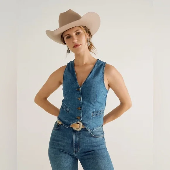Tecovas Women's Denim Vest- XL - Picture 1 of 14